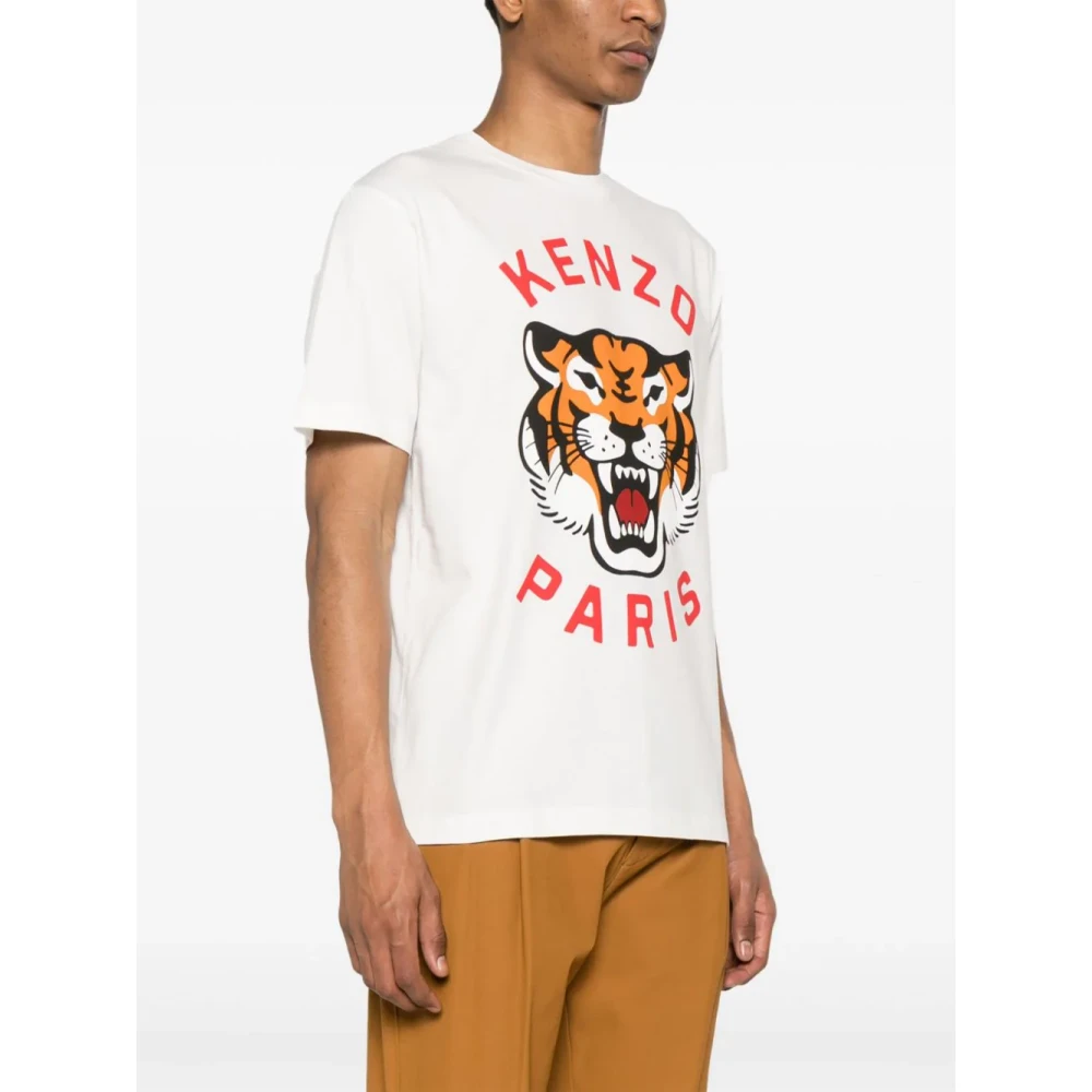Kenzo Witte Tiger Print T-shirts en Polos White Heren