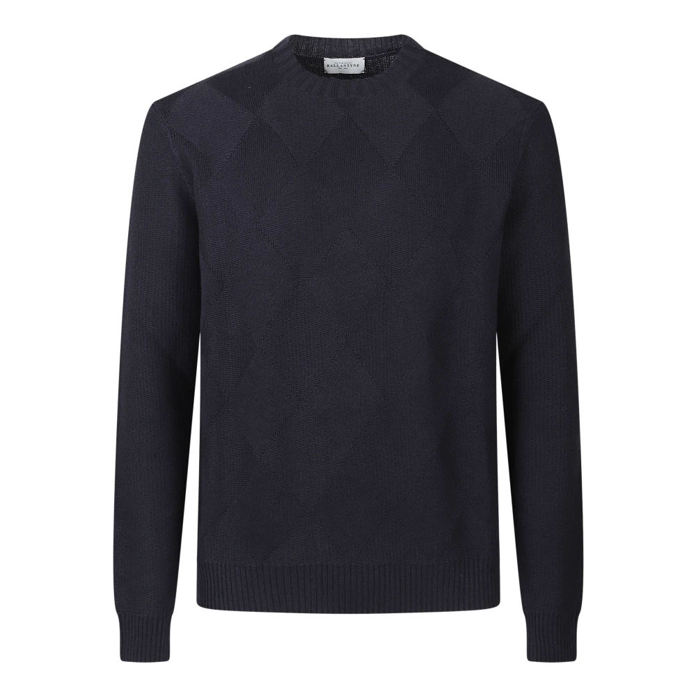 Ballantyne Men's Blue Roundneck Pullover - Round-Neck Knitwear - L - Knitwear