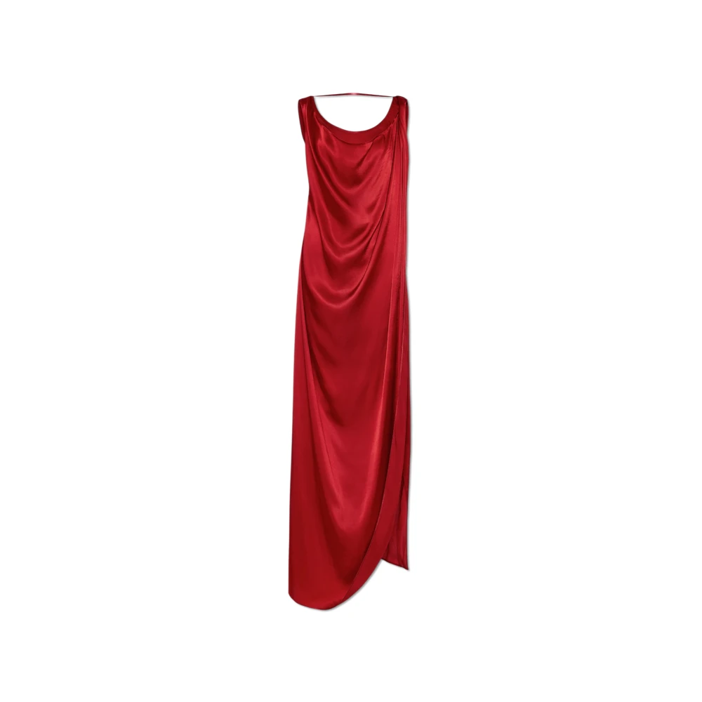 Maison Margiela Satin Dress With Slit - Female - Maxi Dresses - Red - Xs - Dresses
