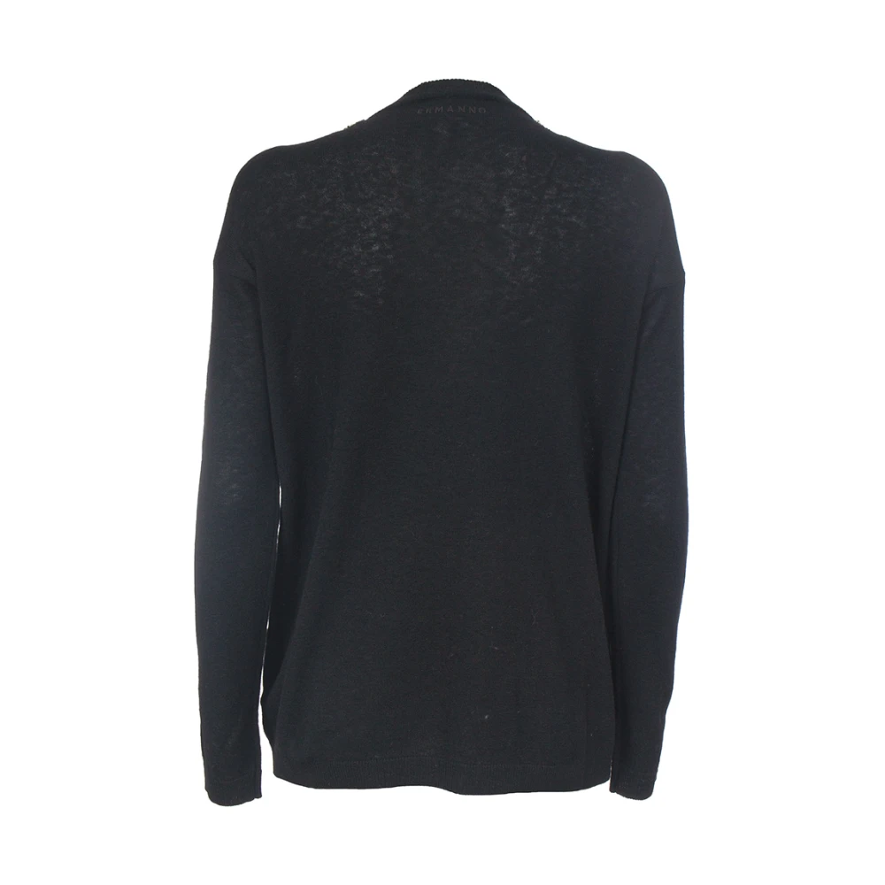 Ermanno Scervino Geborduurde Gebreide Top V-Hals Stijl Black Dames