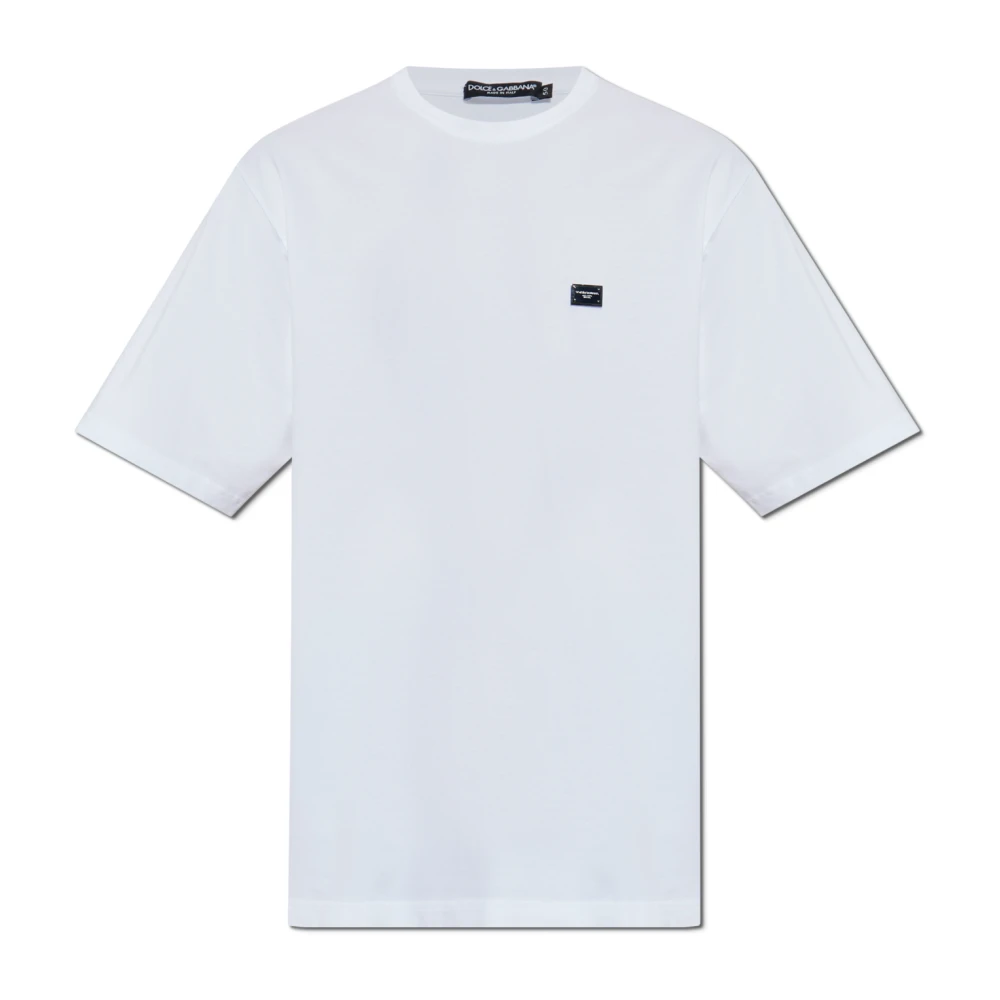 Dolce & Gabbana Men's White T-Shirt With Logo Applique
