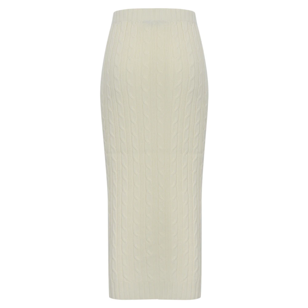D.Exterior Gevlochten Kasjmier Zijde Wol Rok Beige Dames