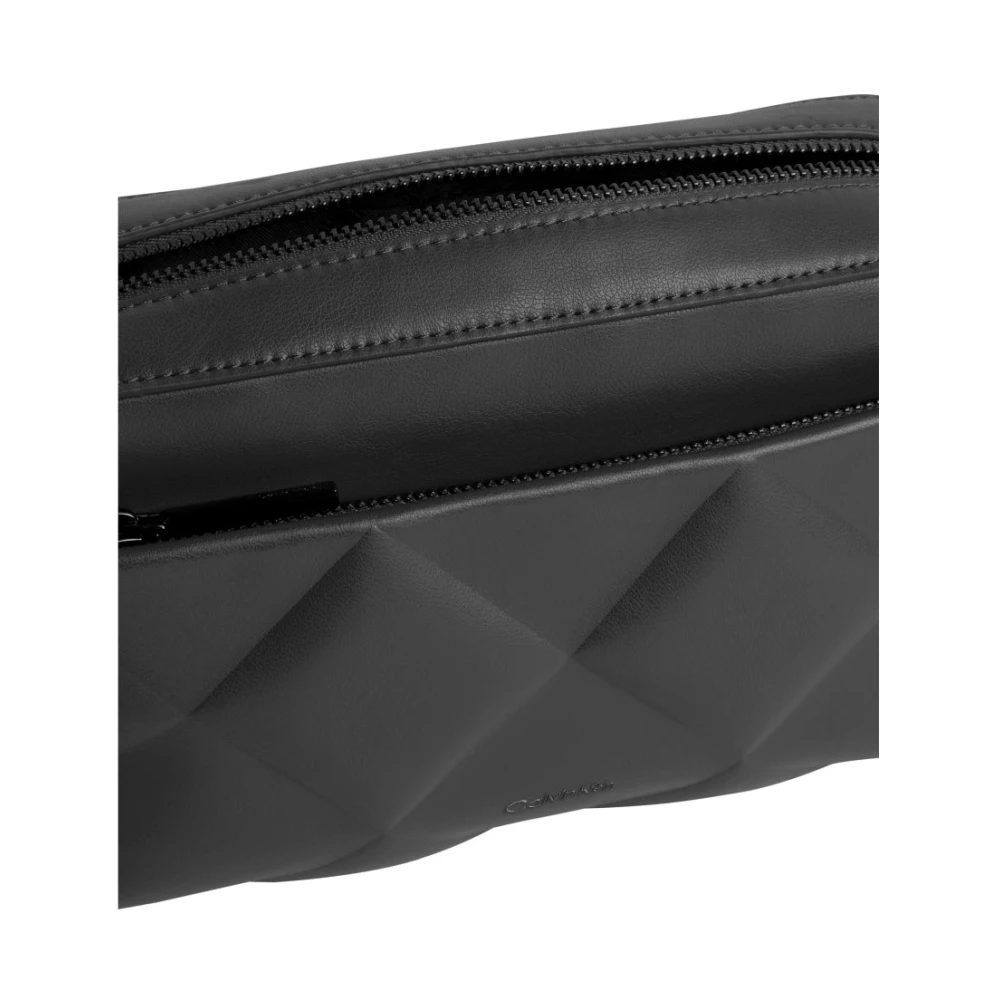 Calvin Klein Zwarte Diamond Quilt Crossbody Cameratas Black Dames