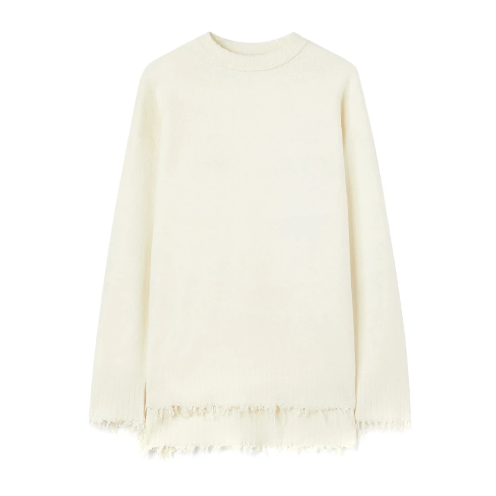 Jil Sander Wollen Trui met Ribdetails Beige Heren