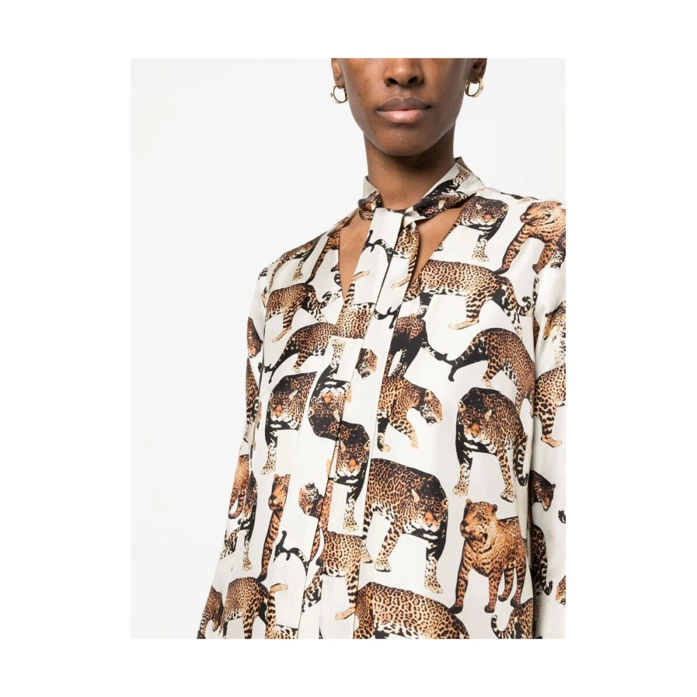Alberto Biani Zijden jurk met dierenprint White Dames