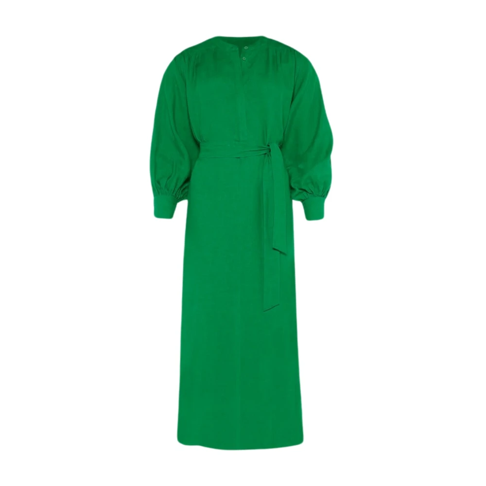 Eres Elegante Linnen Lange Jurk Green Dames