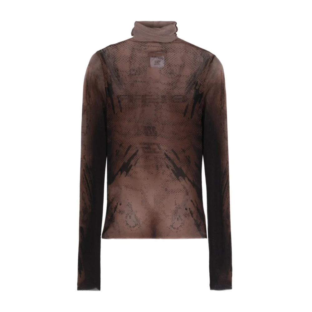 Jean Paul Gaultier Gedrukte Turtle Neck Bodysuit Brown Dames