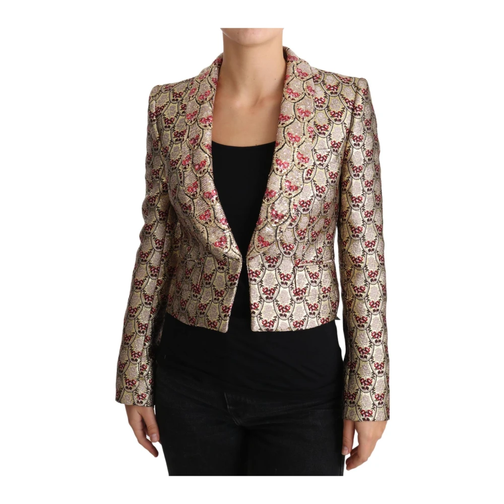 Dolce & Gabbana Women's Multicolor Blazers, 2XS, Sequined Floral Blazer Jacket Coat