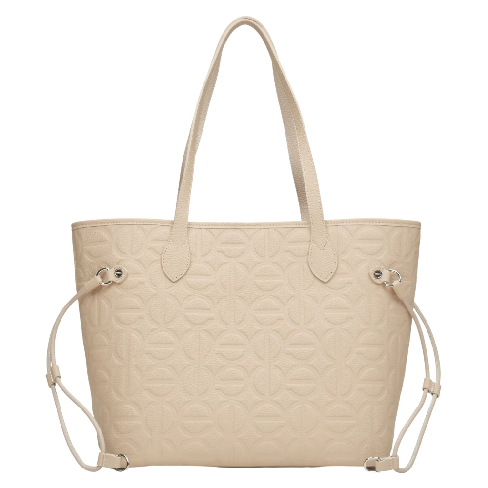 Estro Dames Beige Leren Shopper Tas Er00115046 Beige Dames