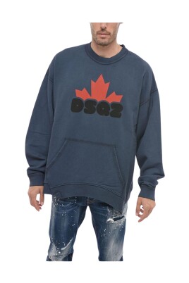 sweatshirt-bleu-avec-logo-imprime