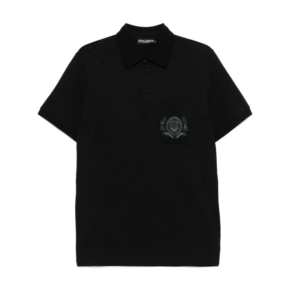 Dolce & Gabbana Men's Black Button-Front T-Shirts And Polos Large