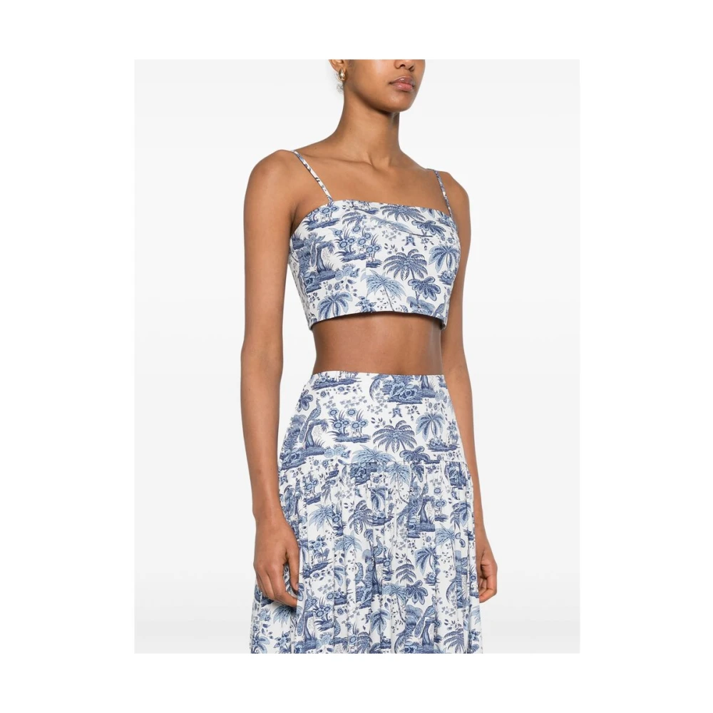 Staud Witte Shirred Panel Cami Jurk Blue Dames