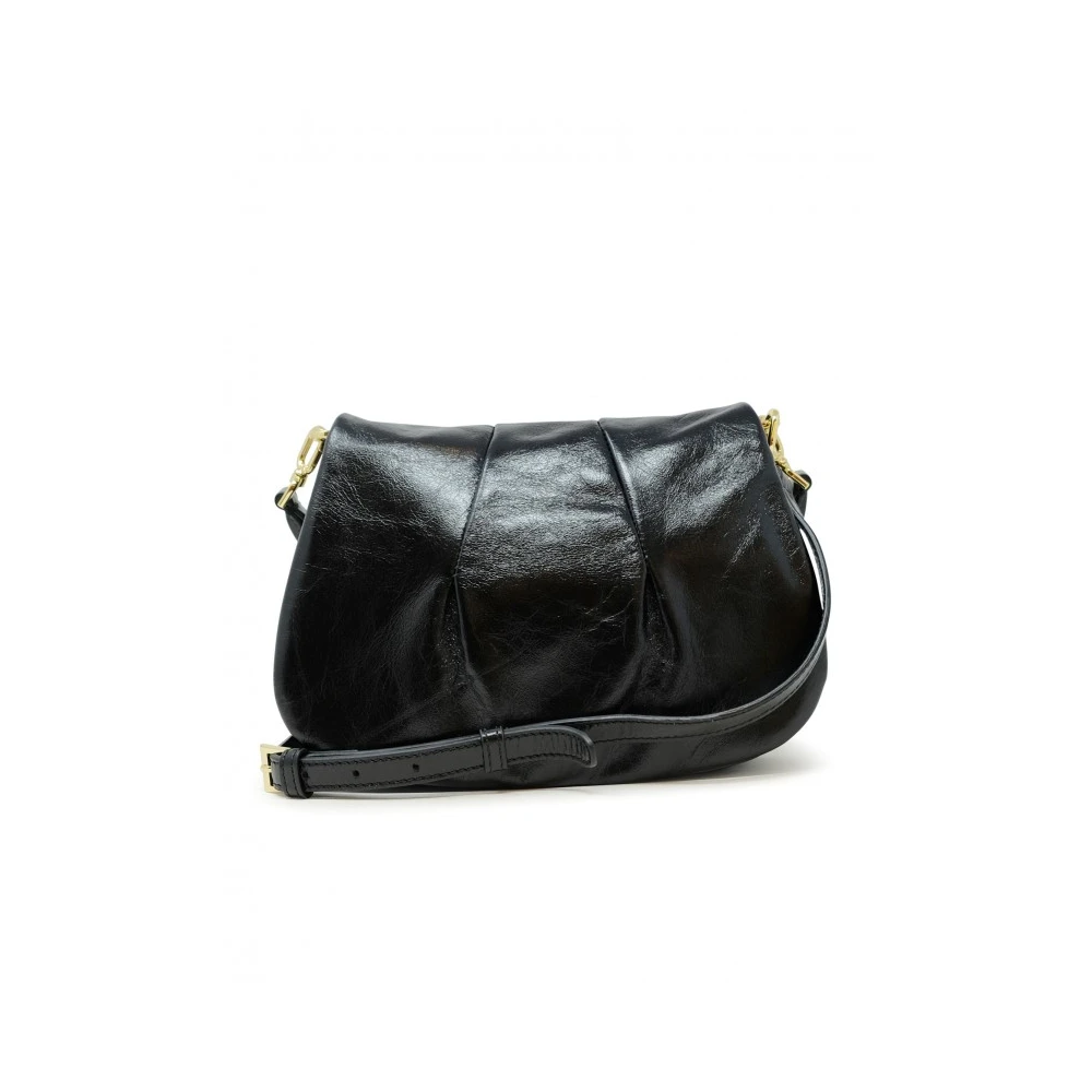 abro Zwarte Leren Schoudertas Black Dames