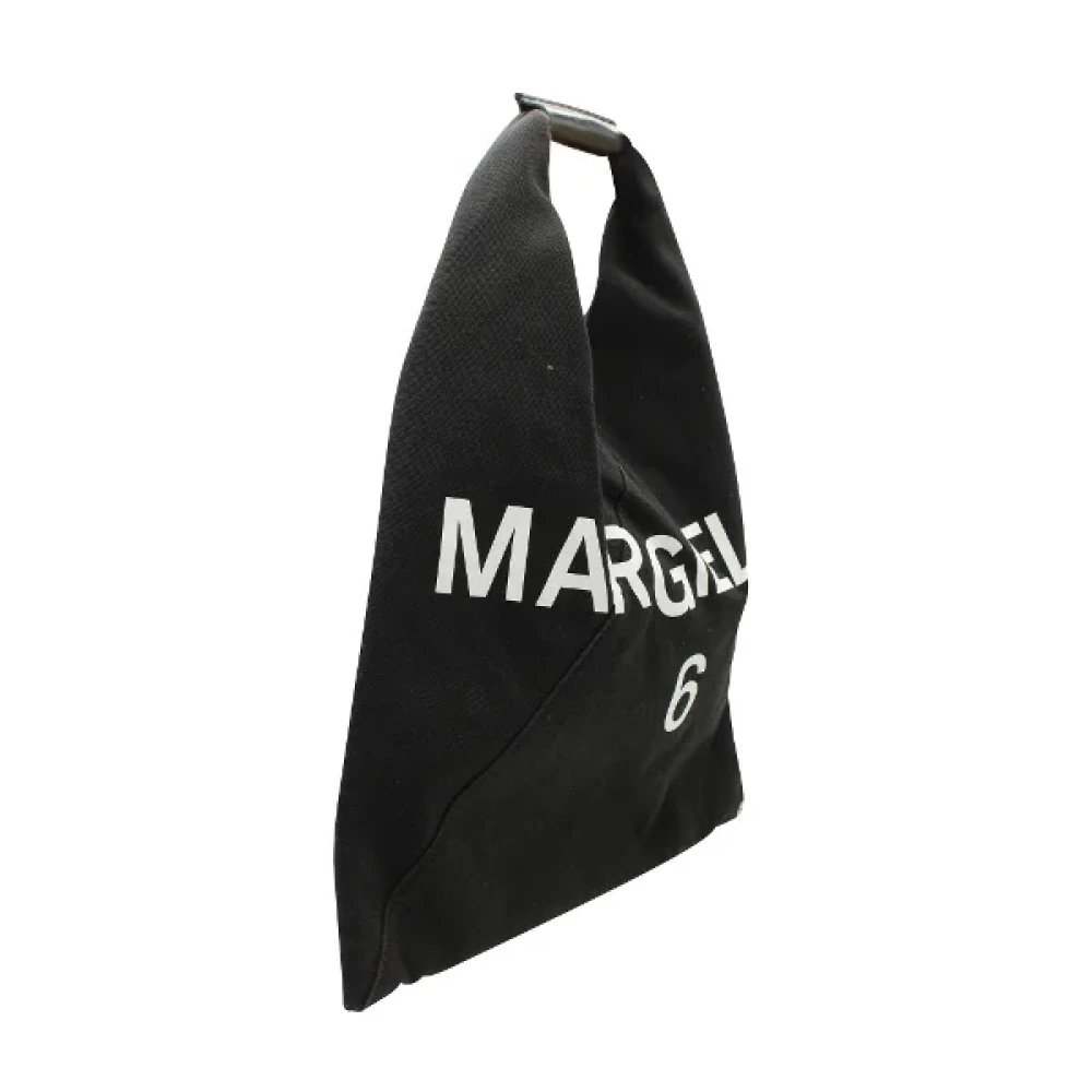 Maison Margiela Pre-owned Zwarte Logo Print Toile Schoudertas Black Dames