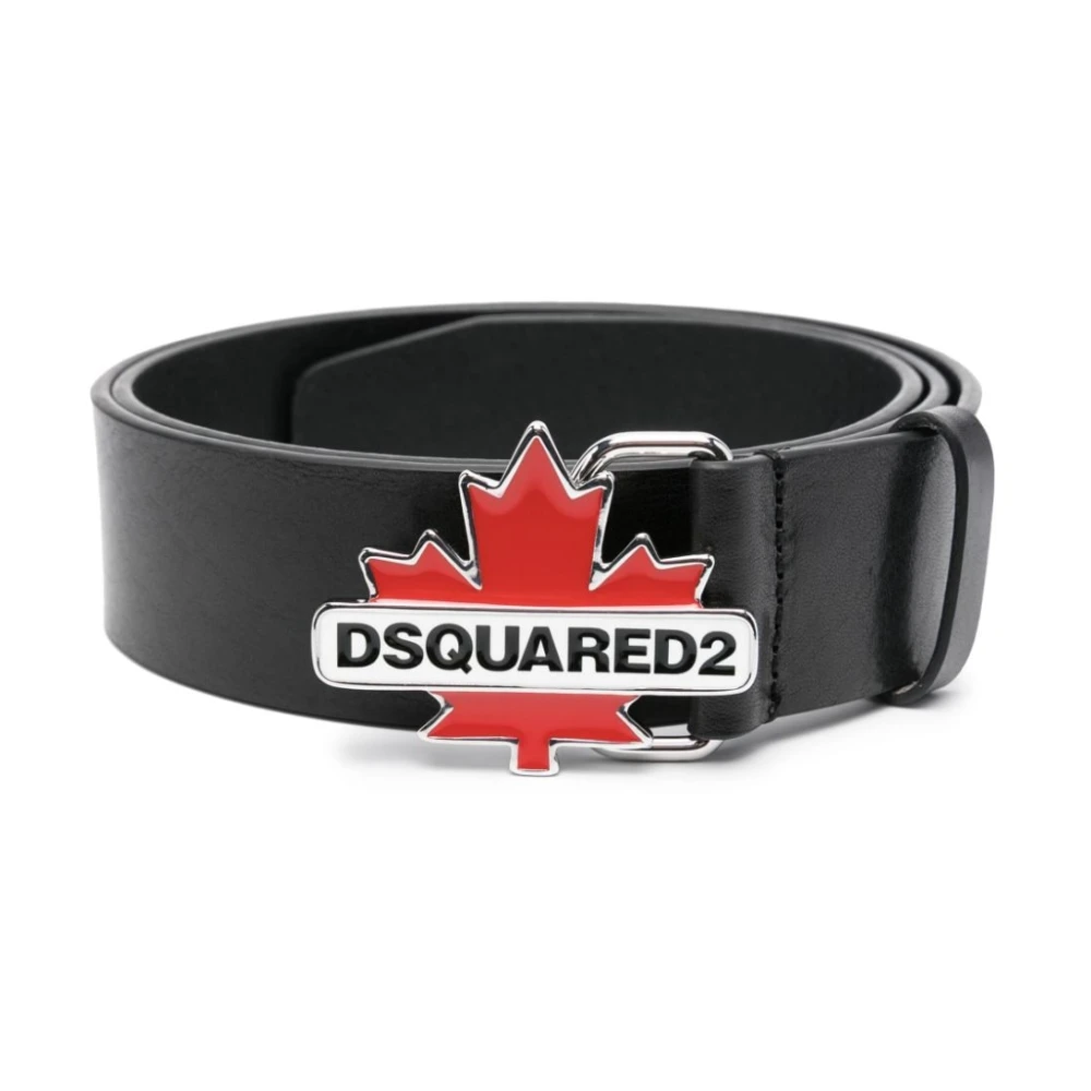 Dsquared2 Zwart wit en rood leren riem Black Heren