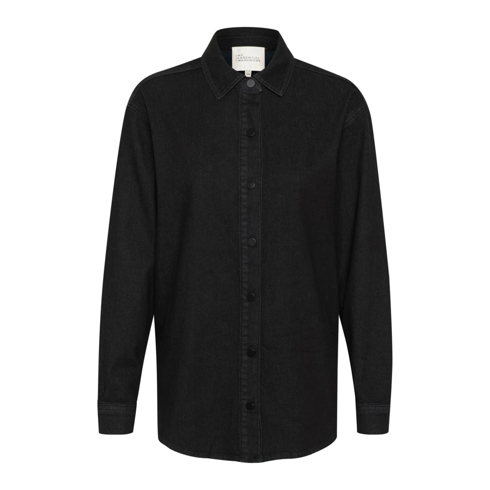 My Essential Wardrobe Zwarte Wassing Denim Shirt Black Dames