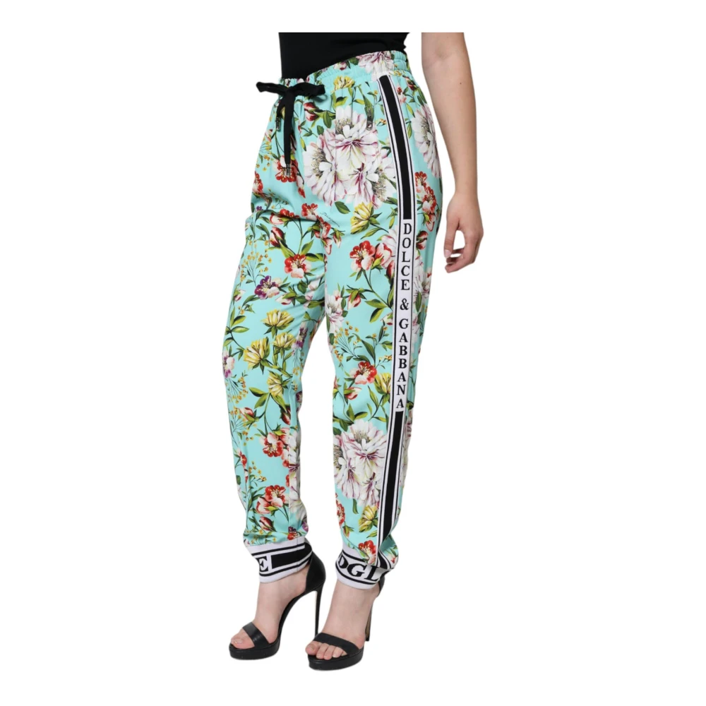 Dolce & Gabbana Groene Bloemenprint Jogger Broek Multicolor Dames