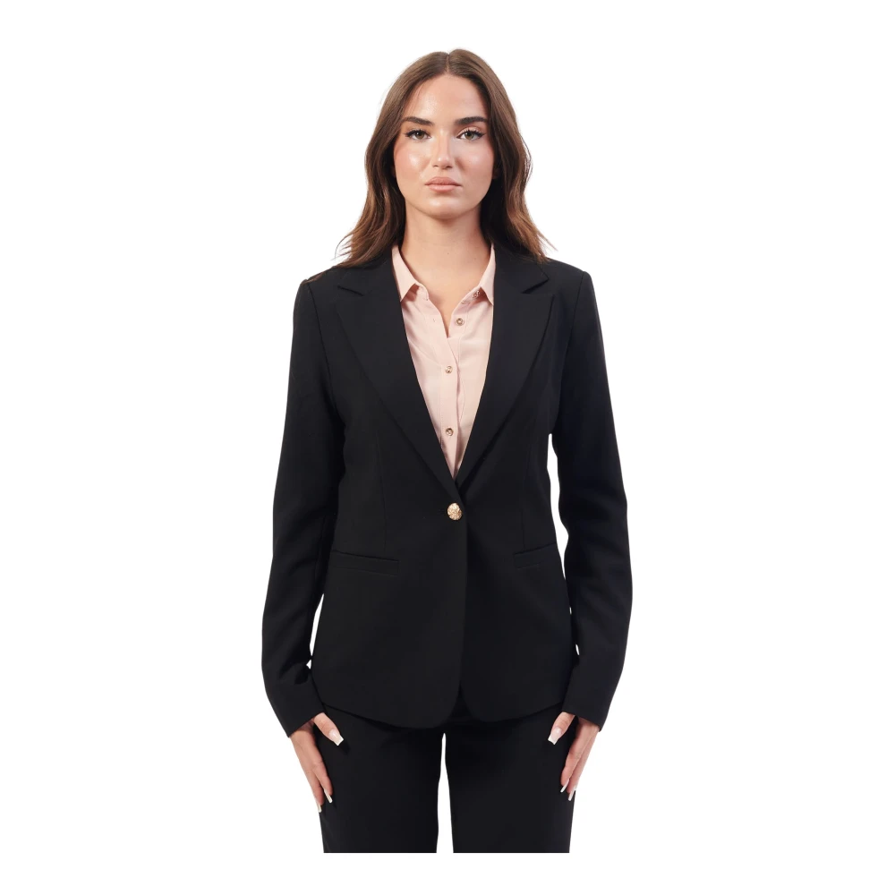 YES ZEE Zwarte enkelborst viscose jas Black Dames