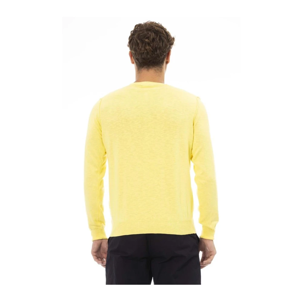 Baldinini Gele Crewneck Sweater met Voorzak Yellow Heren