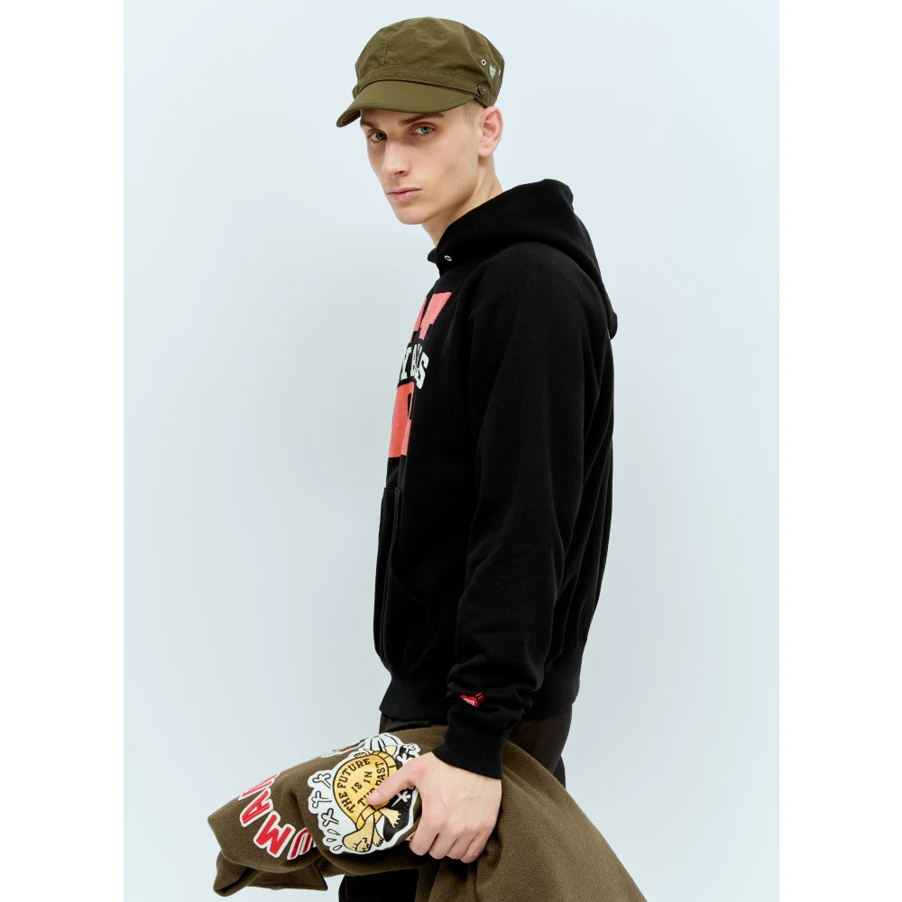 Human Made Hoodie met Distressed Tekstprint Black Heren