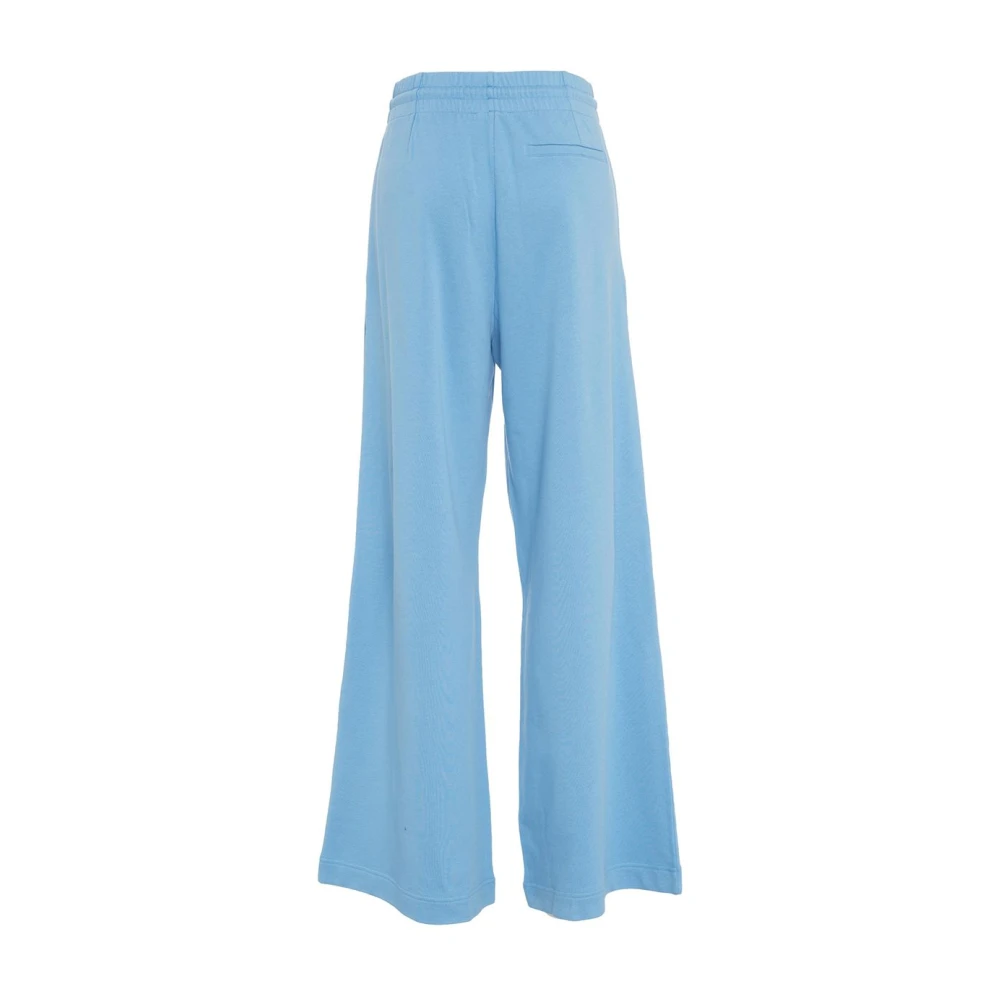 Semicouture Blauwe Wide Leg Sweatpants Verhoog Stijl Blue Dames