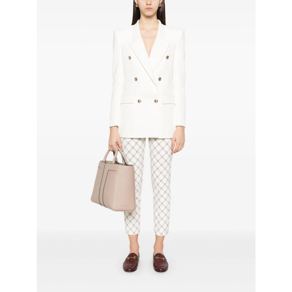 Elisabetta Franchi Witte Broek Met Zijrits Detail White Dames
