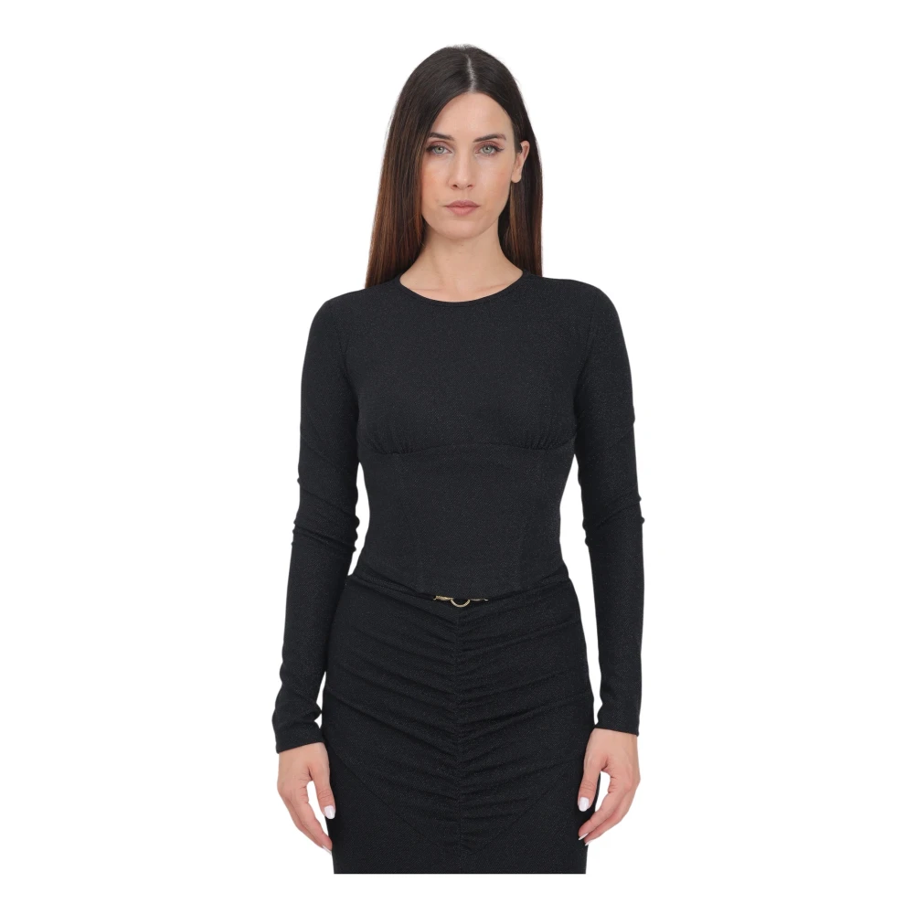 Just Cavalli Elegante Zwarte Lurex Dames Top Black Dames