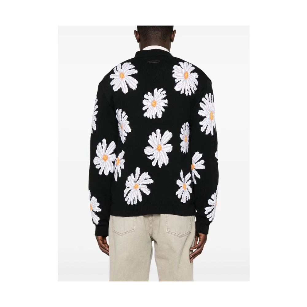 Moschino Zwarte V-hals trui met geribde boorden Black Heren