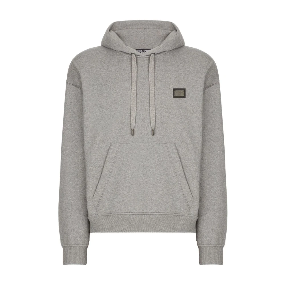 Dolce & Gabbana Grå Hoodie Tröjor med Logotyp Gray, Herr