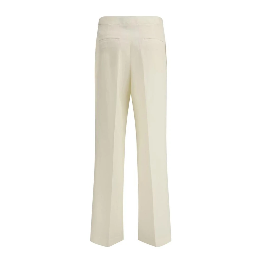 Fabiana Filippi Flare Leg Wollen Broek met Welt Zakken Beige Dames
