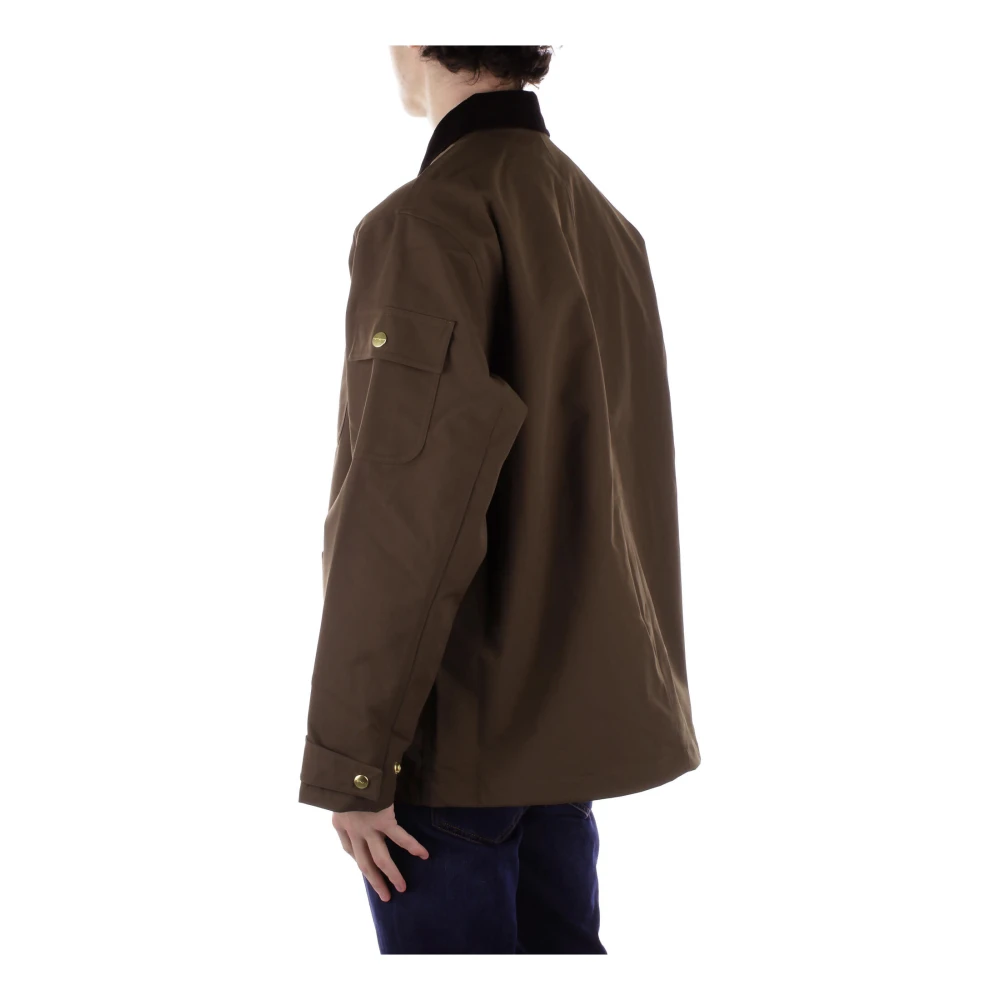 Carhartt WIP Logo Front Zip Jas Vier Zakken Brown Heren