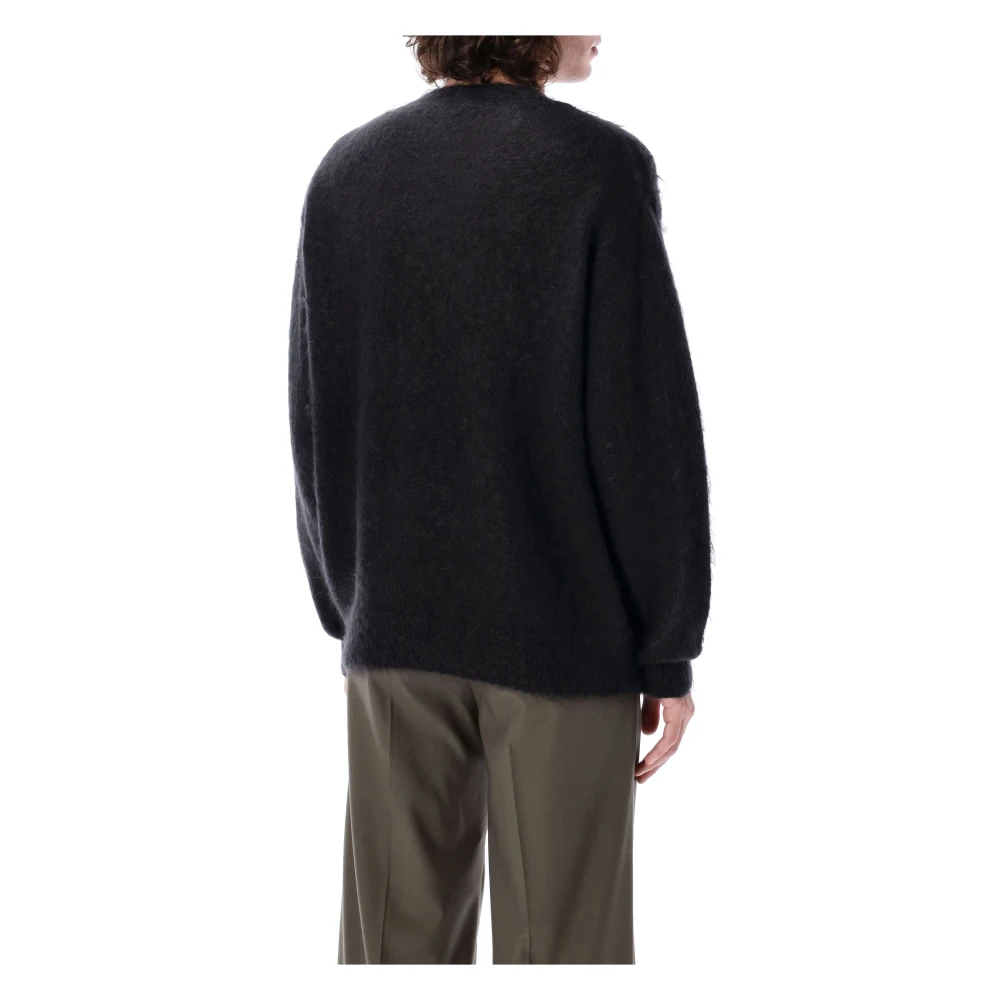 Auralee Zwarte Mohair Gebreide Trui Aw24 Black Heren