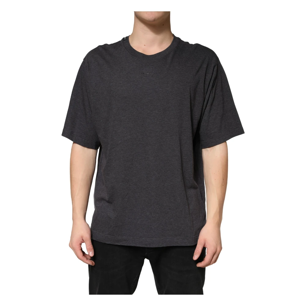 Dolce & Gabbana Men's Gray T-Shirts, 2XL, Dark Grey Cotton Crewneck Short Sleeve