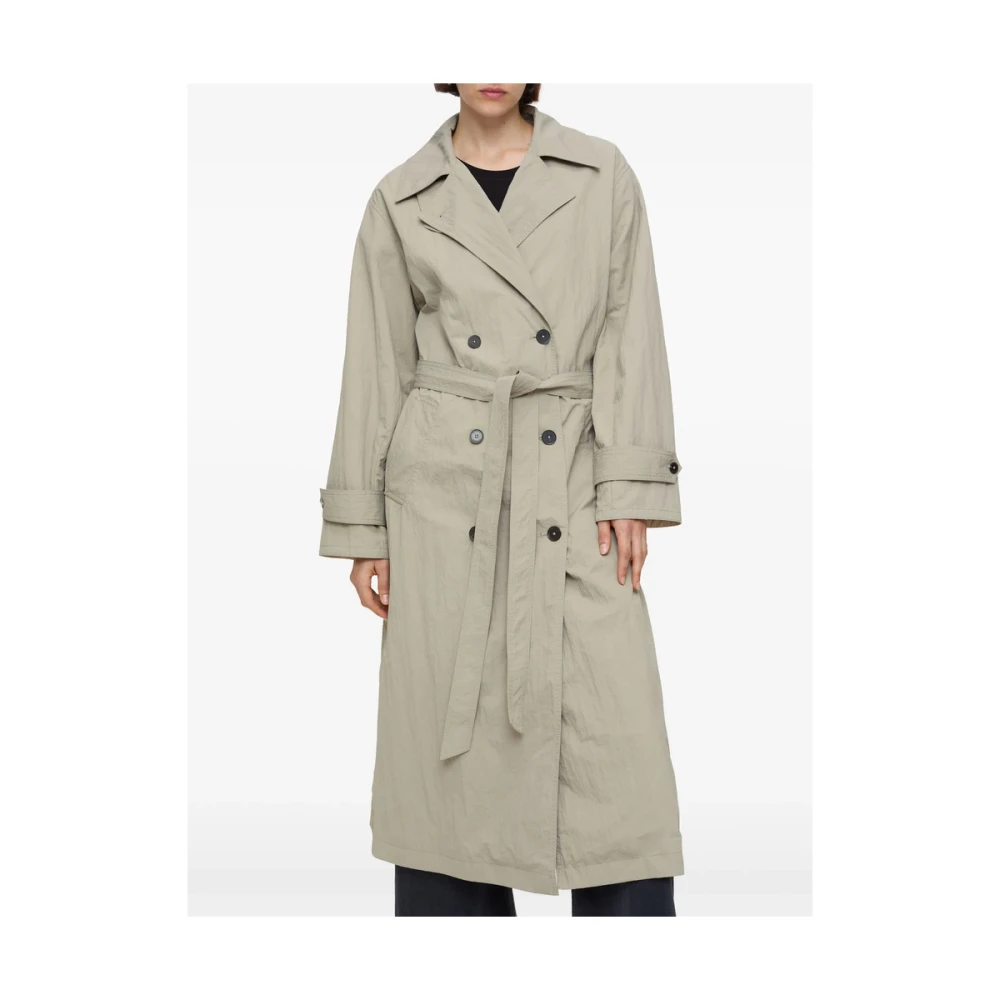 closed Beige dubbelrijig bovenkleding met ceintuurmouwen Gray Dames