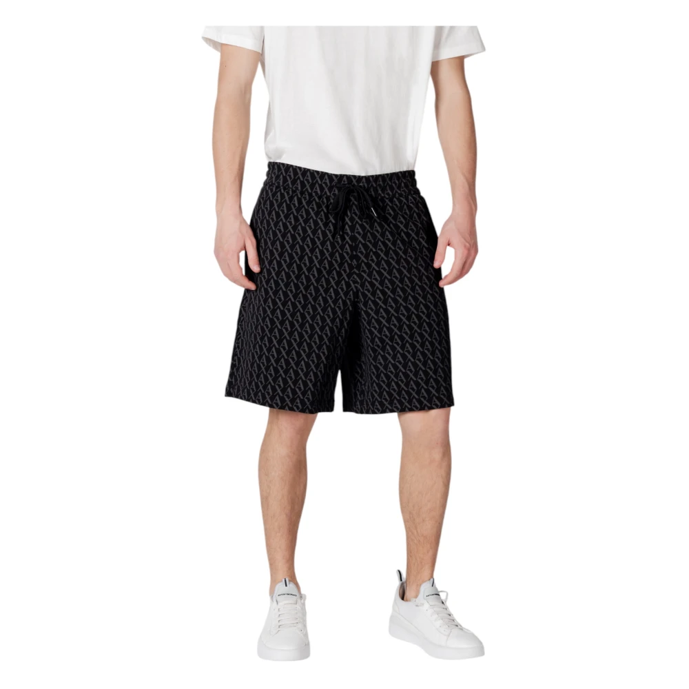 Armani Exchange Men's Black Casual Shorts, Xs, Print Cotton Lace Shorts