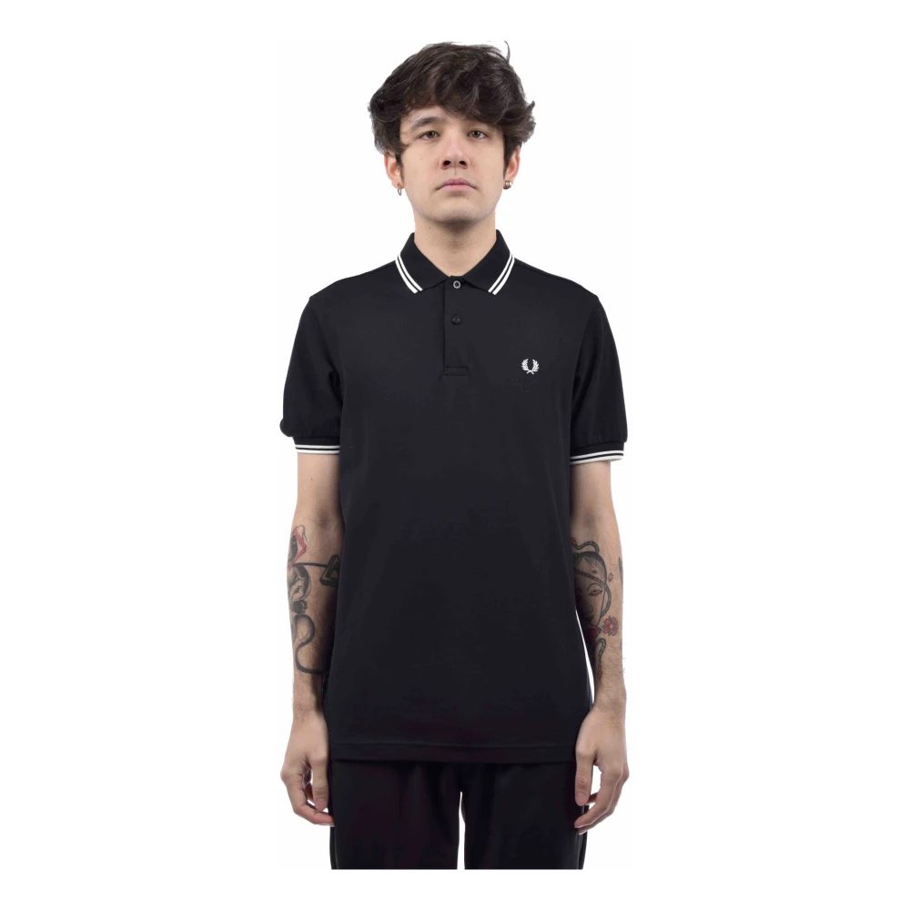 Fred Perry Twin Tipped Polo Shirt Svart Vit Black, Herr