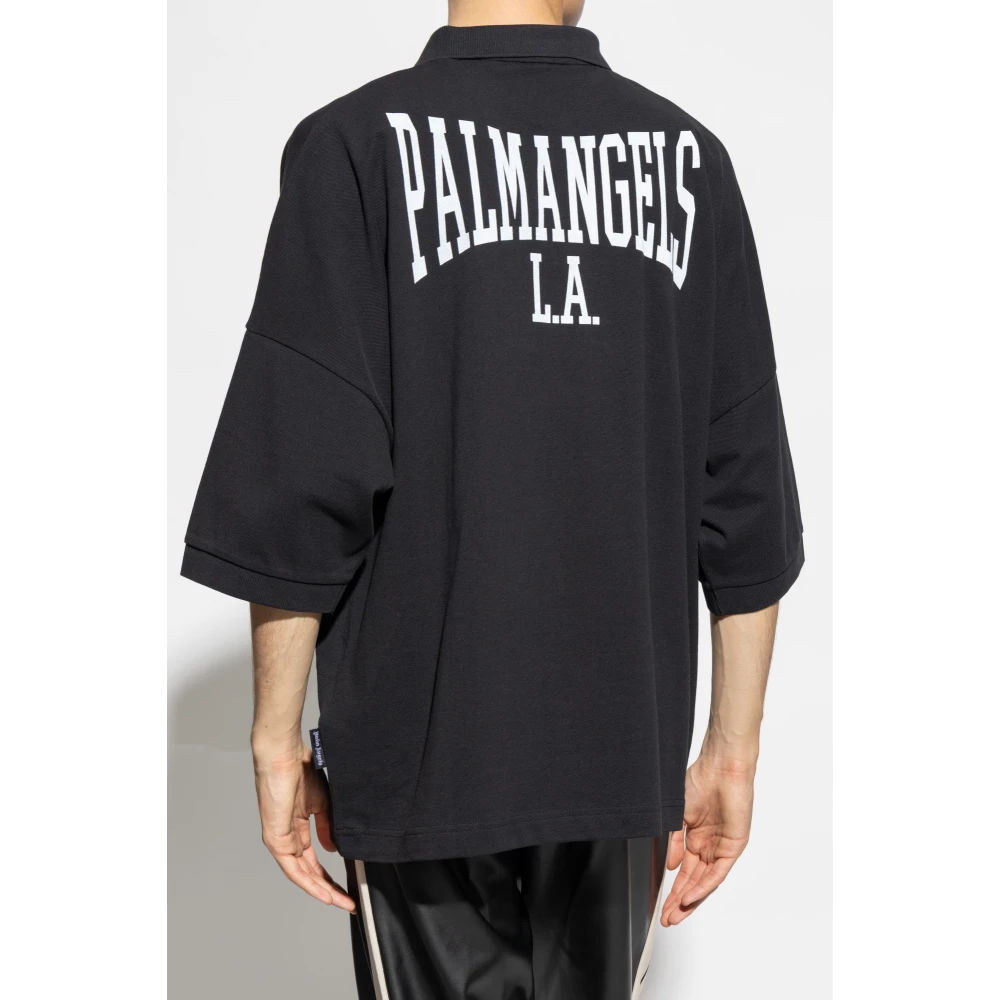 Palm Angels Polo met bedrukt logo Black Heren