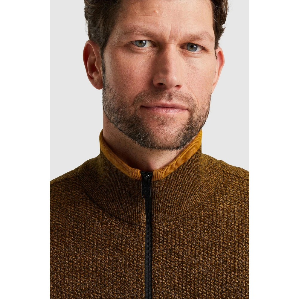 PME Legend Halve Rits Katoenen Trui Brown Heren
