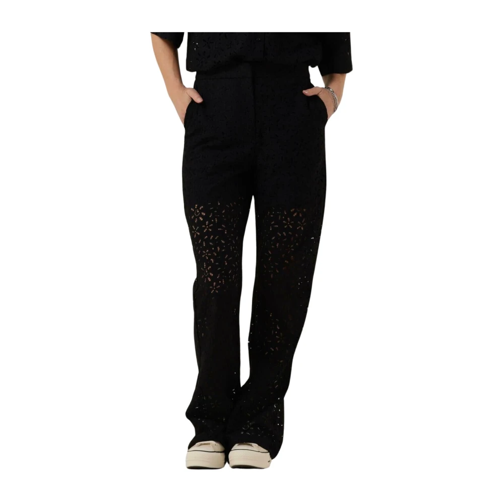 Selected Femme Flared kanten broek Black Dames