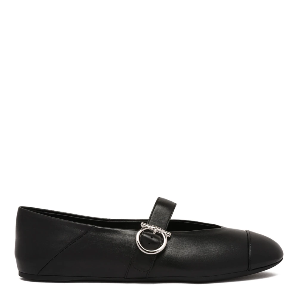 Ferragamo Women's Black Gancini Ballet Flats