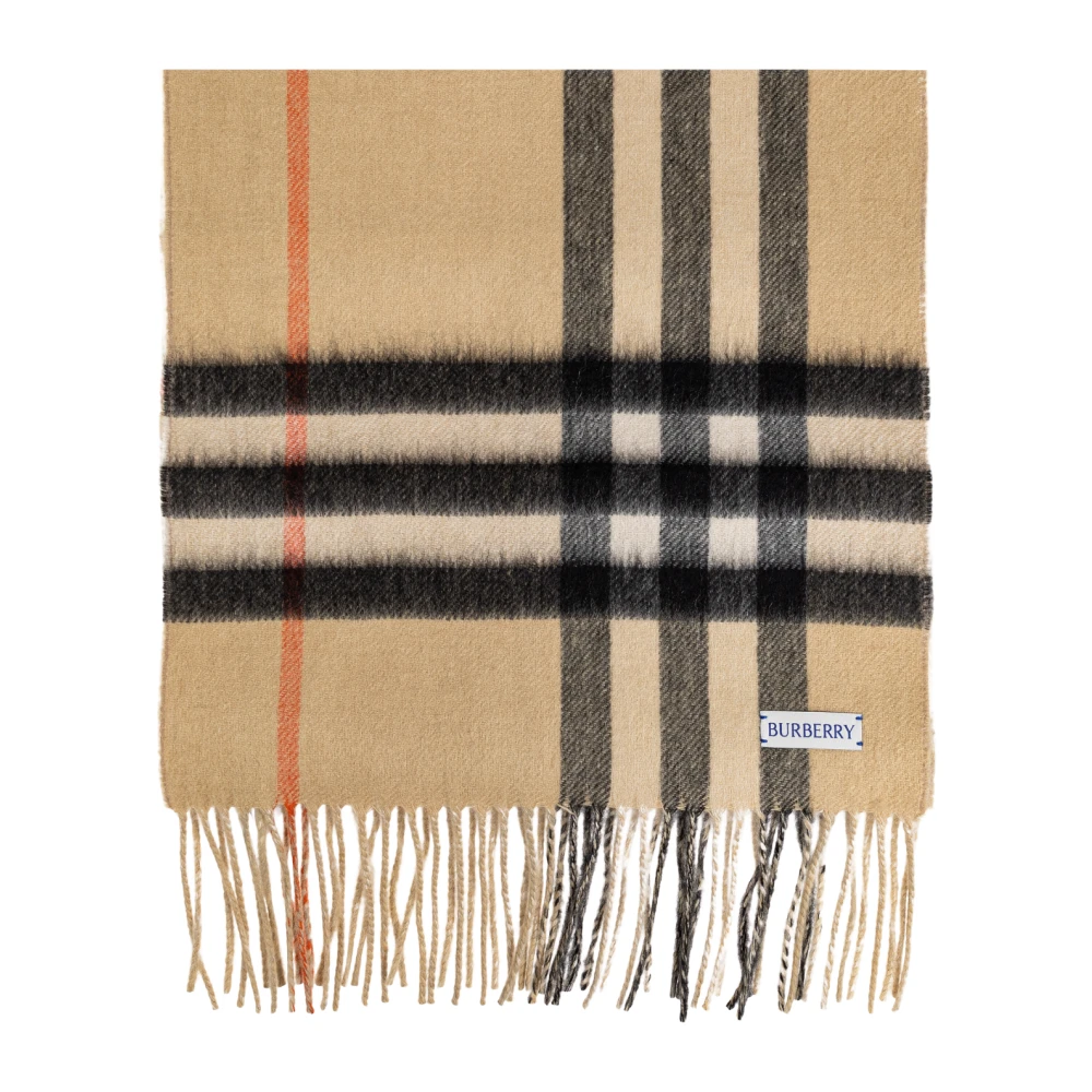 Burberry Iconische Check Cashmere Sjaal met Rafelranden Multicolor Dames