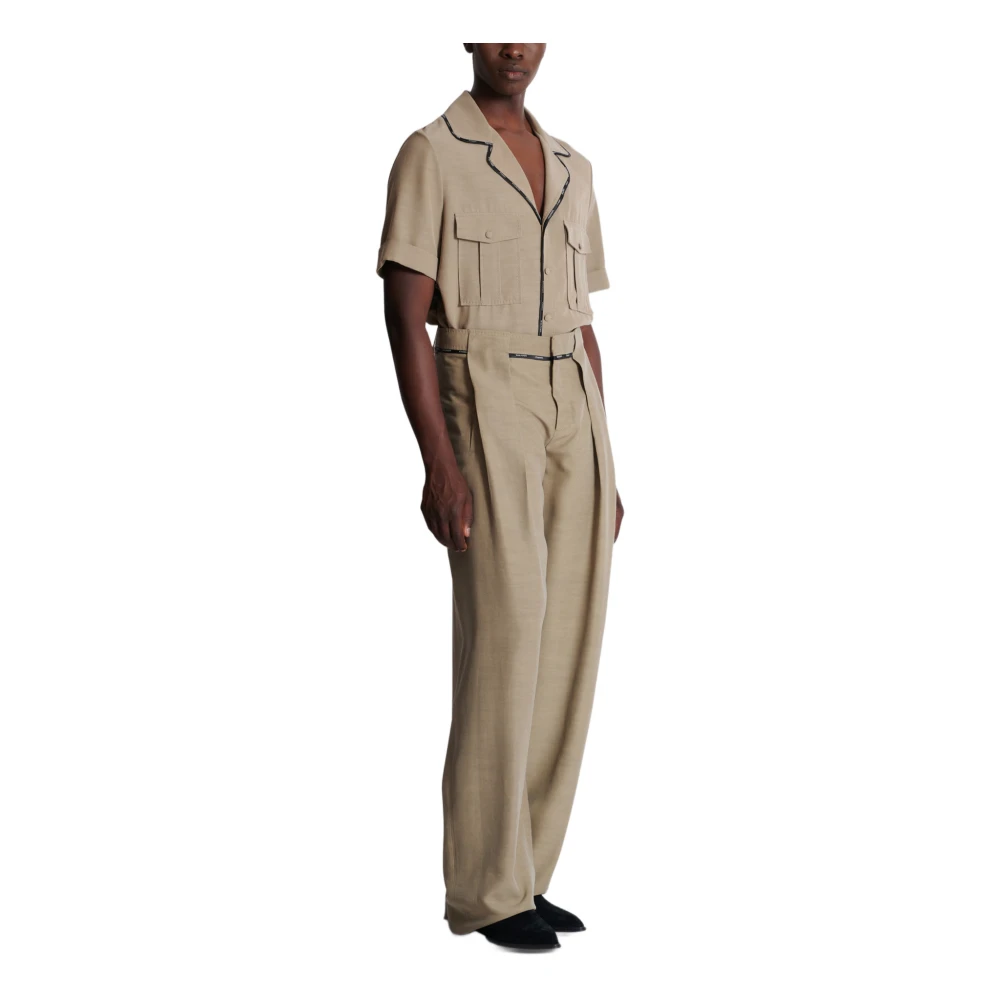 Balmain Geplooide Cupro Broek Brown Heren