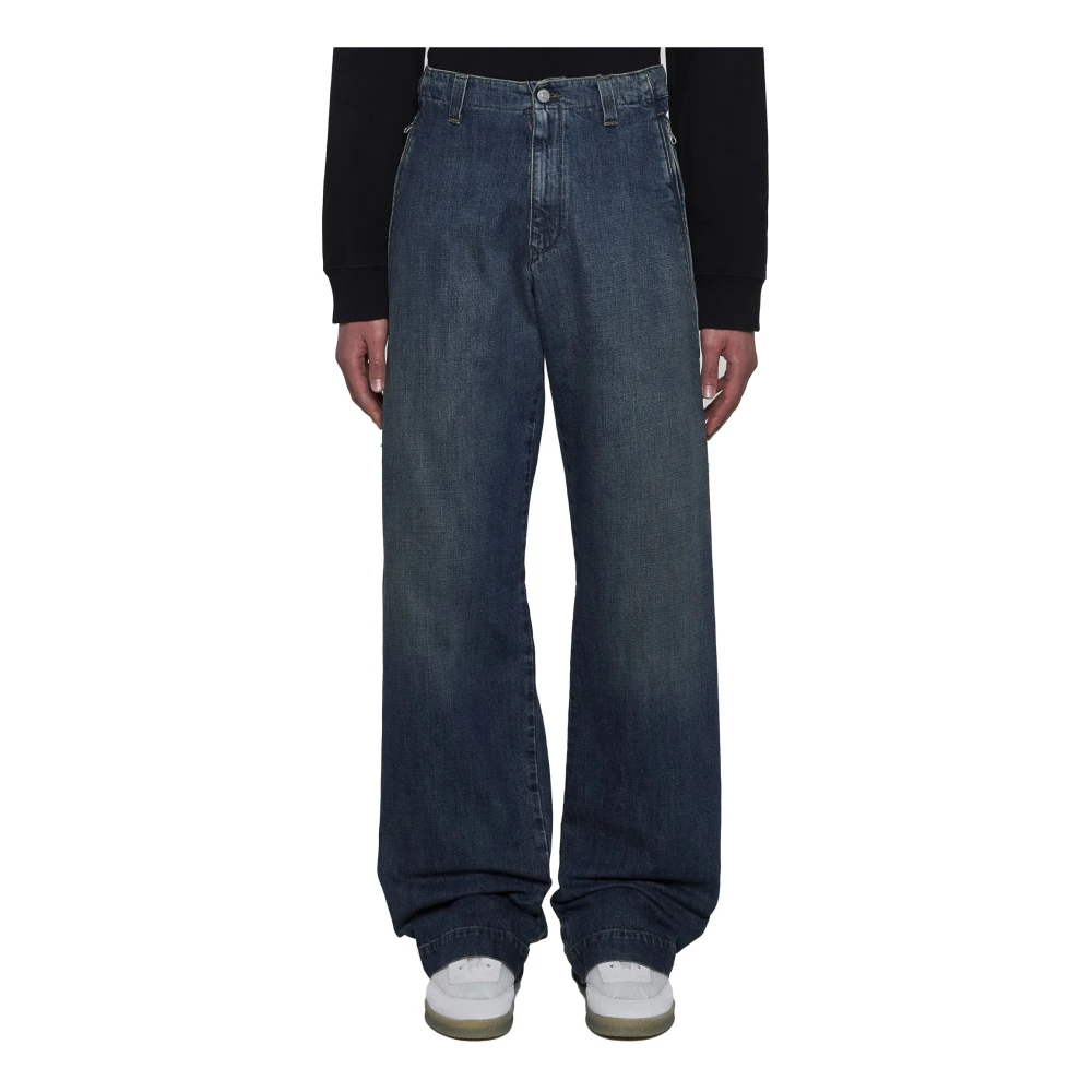 MM6 Maison Margiela Indigo Wide Leg Denim Jeans Blue Heren