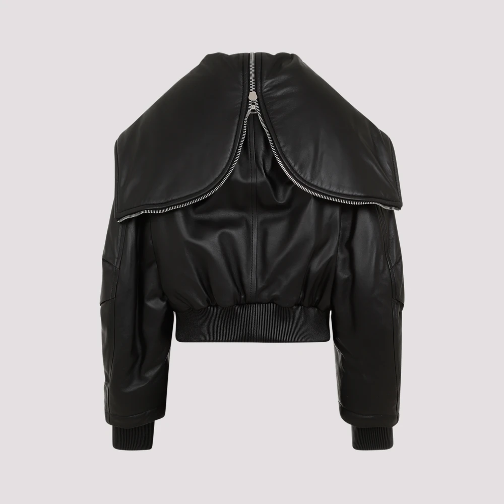 The Attico Zwarte leren bomberjack Black Dames