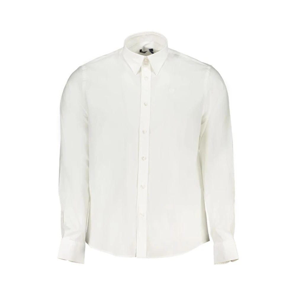 North Sails Men's White Casual Shirts, S, Cotton Shirt With Embroidery