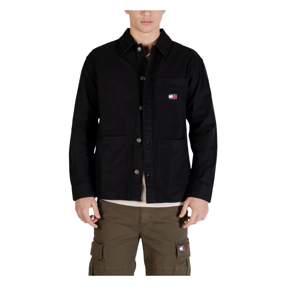 Tommy Jeans Men's Black Light Jackets, Xl, Badge Overshirt
