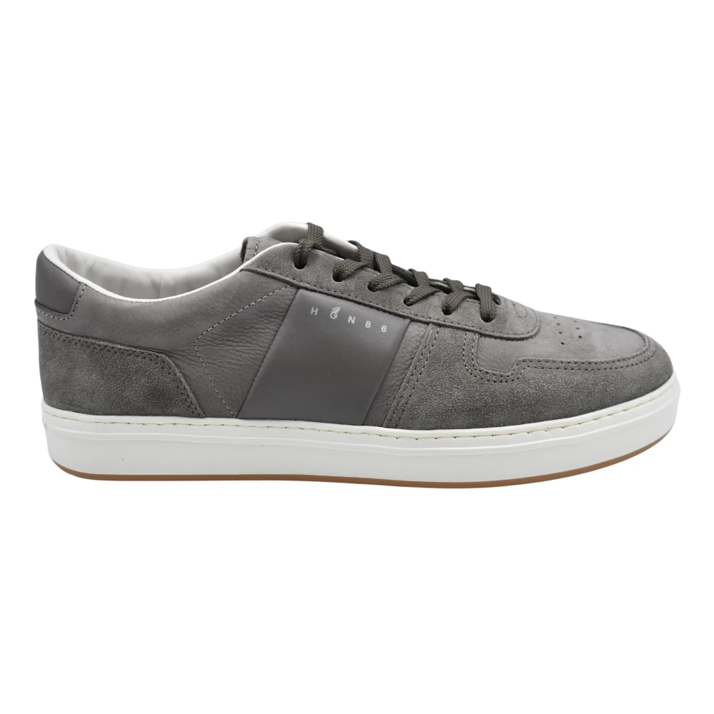 Hogan Duifgrijze suède sneakers met logoband Heren Schoenen Grijs