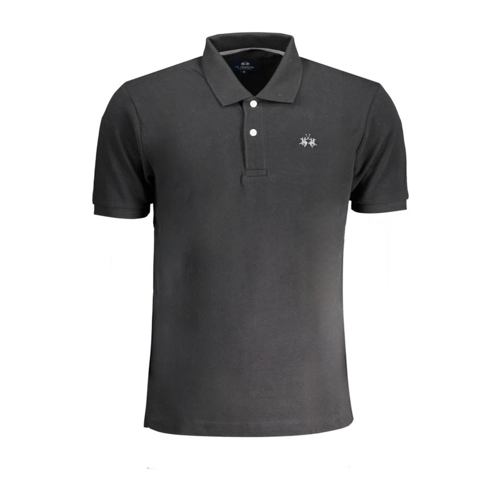 La Martina Men's Black Polo Shirts,, Embroidered Polo Shirt Regular Fit 2XL