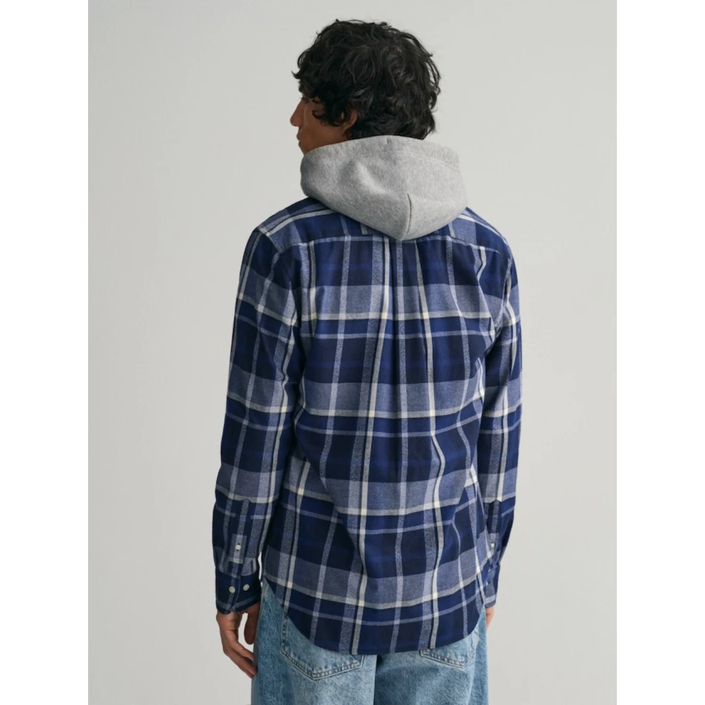 Gant Blauw Geruit Flanellen Overhemd Blue Heren