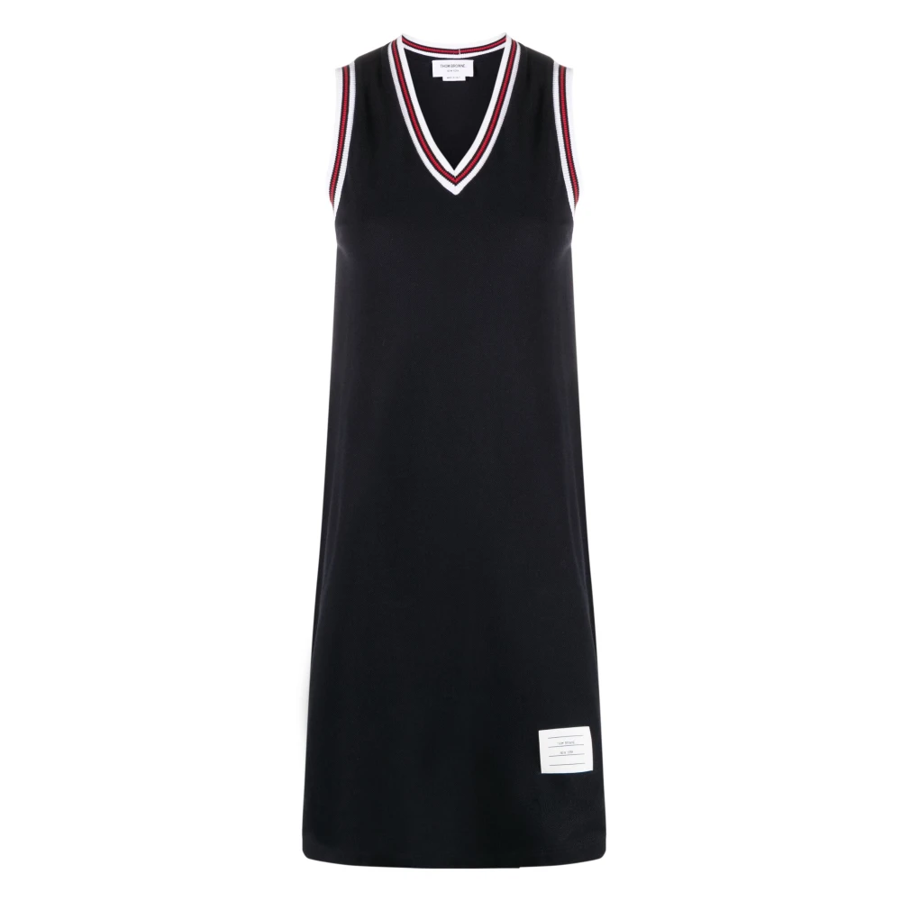 Thom Browne Navy Blue V Neck Tennis Dress Blue Dames